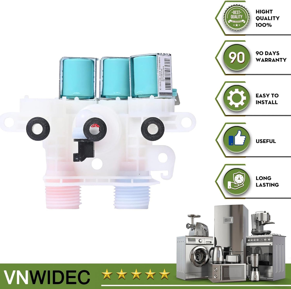 Washer Water Inlet Valve for Whirlpool WTW7300DW1 WTW7300DW2 WTW8000DW0