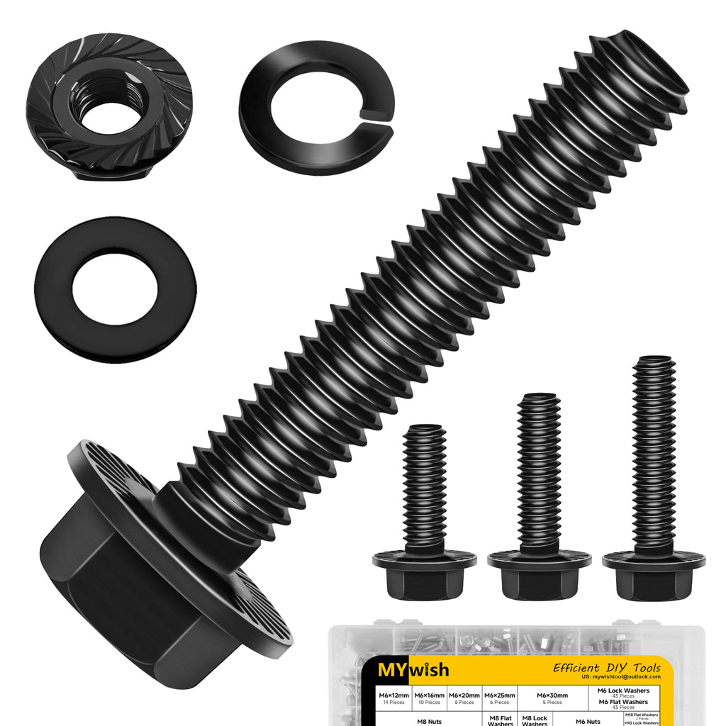 288PCS M6 M8 M10 Metric Flange Head Bolts Assortment Kit
