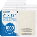 9" X 12" (1000 Count) Self Seal Clear Poly Bags with Suffocation Warning