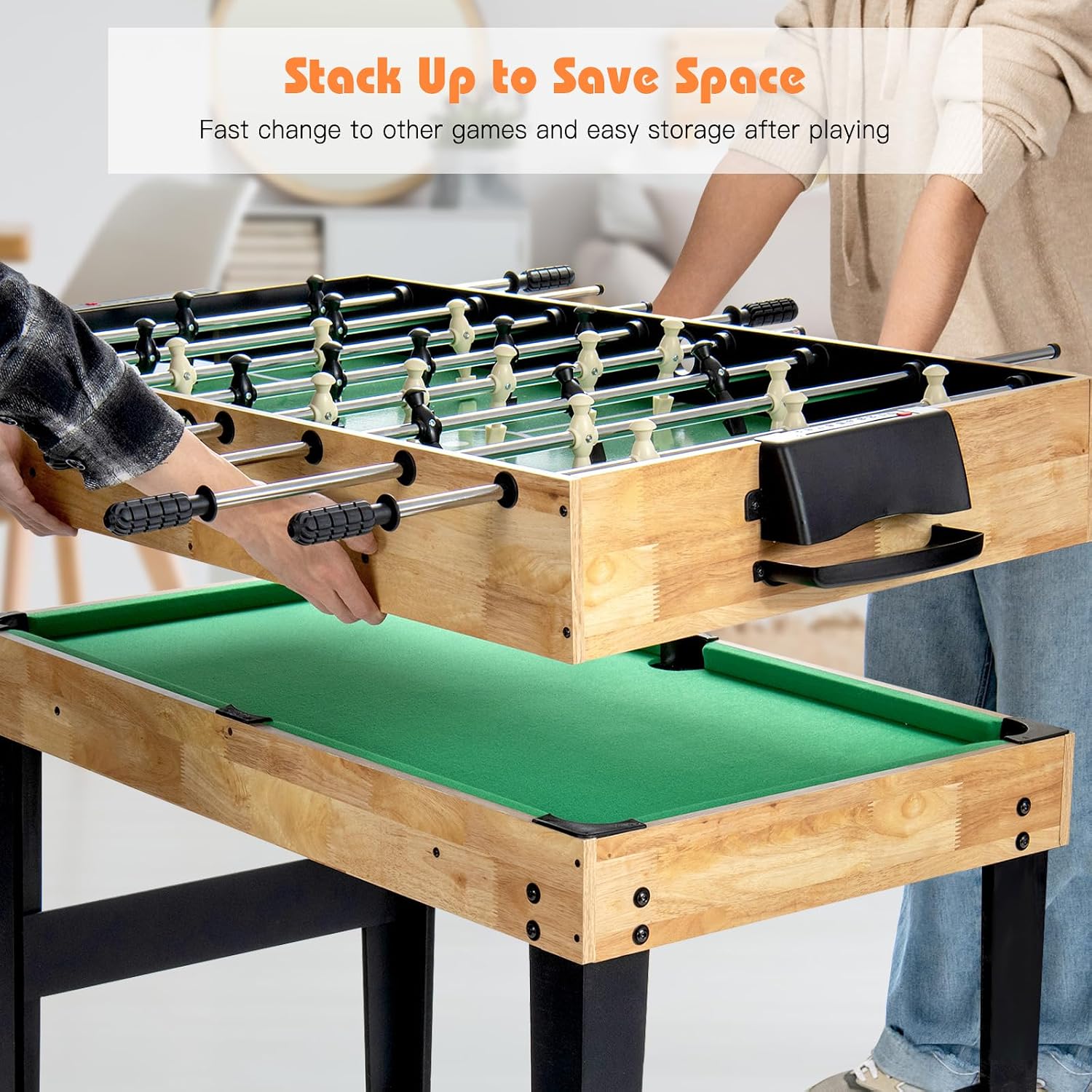 Multi Game Table, 10 in 1 Combo Game Table w/Foosball Table, Hockey, Pool Table, Ping Pong, Shuffleboard, Bowling & 4