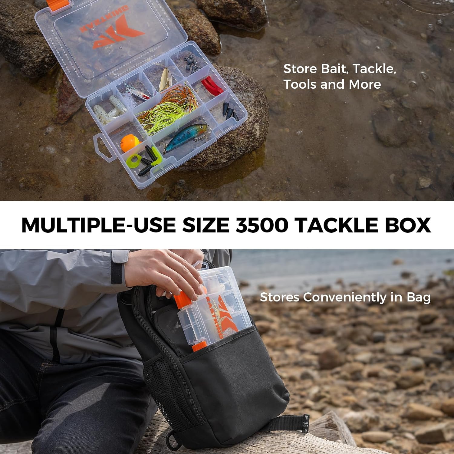 Everyday Essential Sling Tackle Bag & Tool Set, Fishing Scale & 3500-Tackle Box Waterproof, 7" Pliers, Lip Gripper