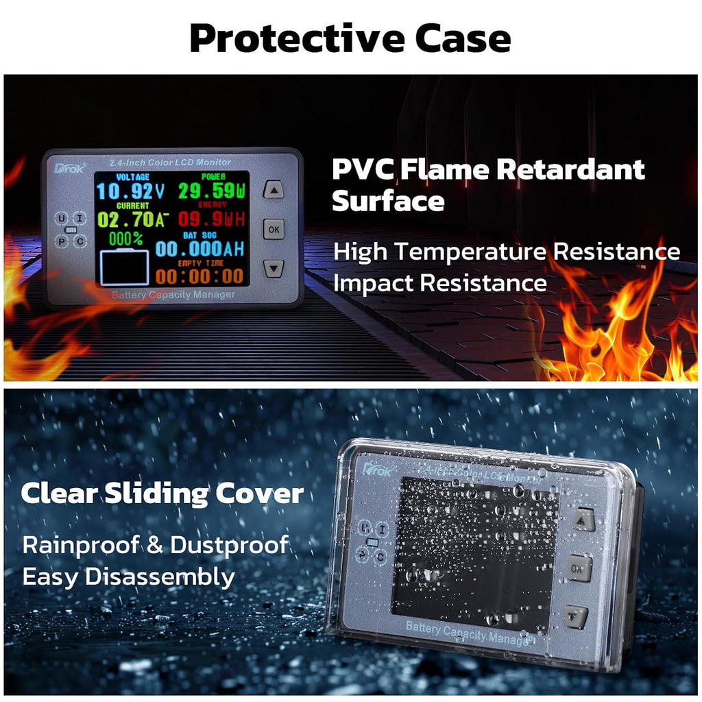 Digital Multimeter, DC 8-100V 100A Battery Monitor 12V 24V 36V 48V 60V Volt Amp Watt Meter, Big Color Screen LCD