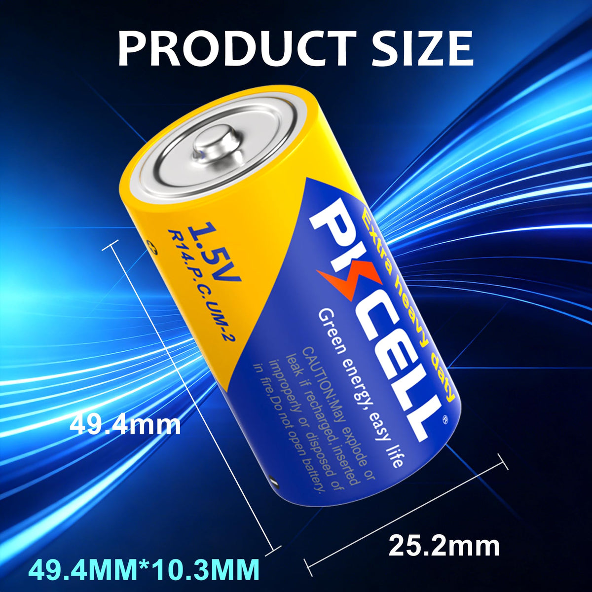 12 Pack C Batteries, R14P 1.5V C Size Carbon Zinc Battery