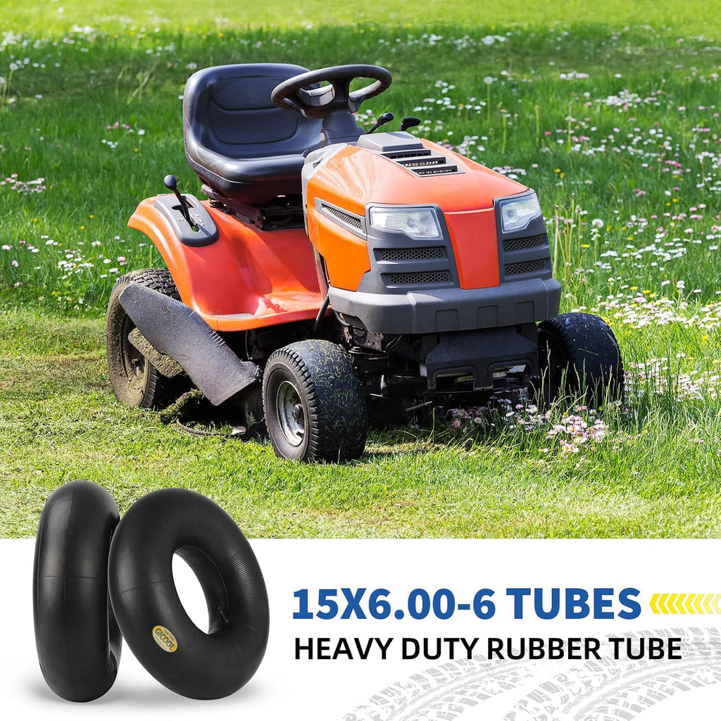 15x6.00-6 Lawn Mower Tire Inner Tubes, TR-13 Valve Stem, 2 Pack | Heavy-Duty Inner Tubes, Fits for Ride-on Mower