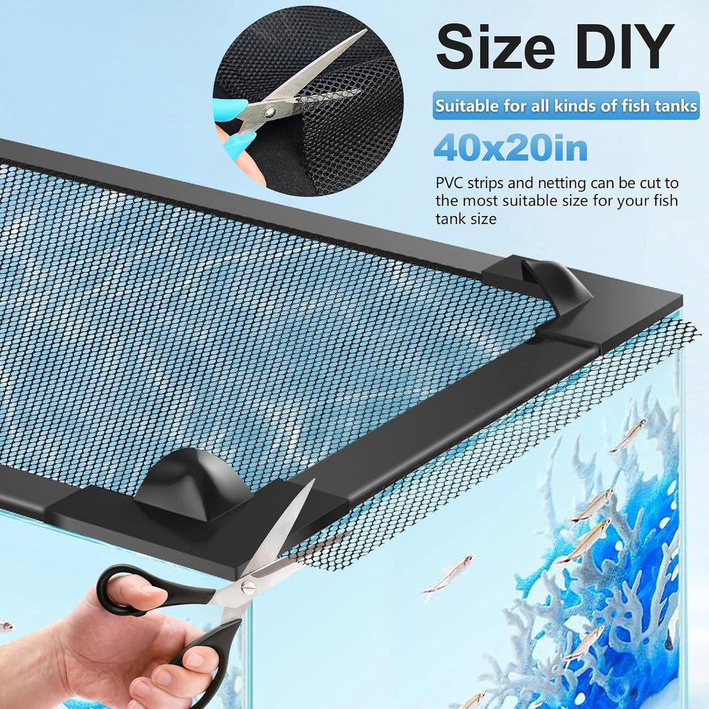 Magnetic Fish Tank Lid, Mesh Aquarium Cover, Fits Tanks Up to 37 x 18 in
