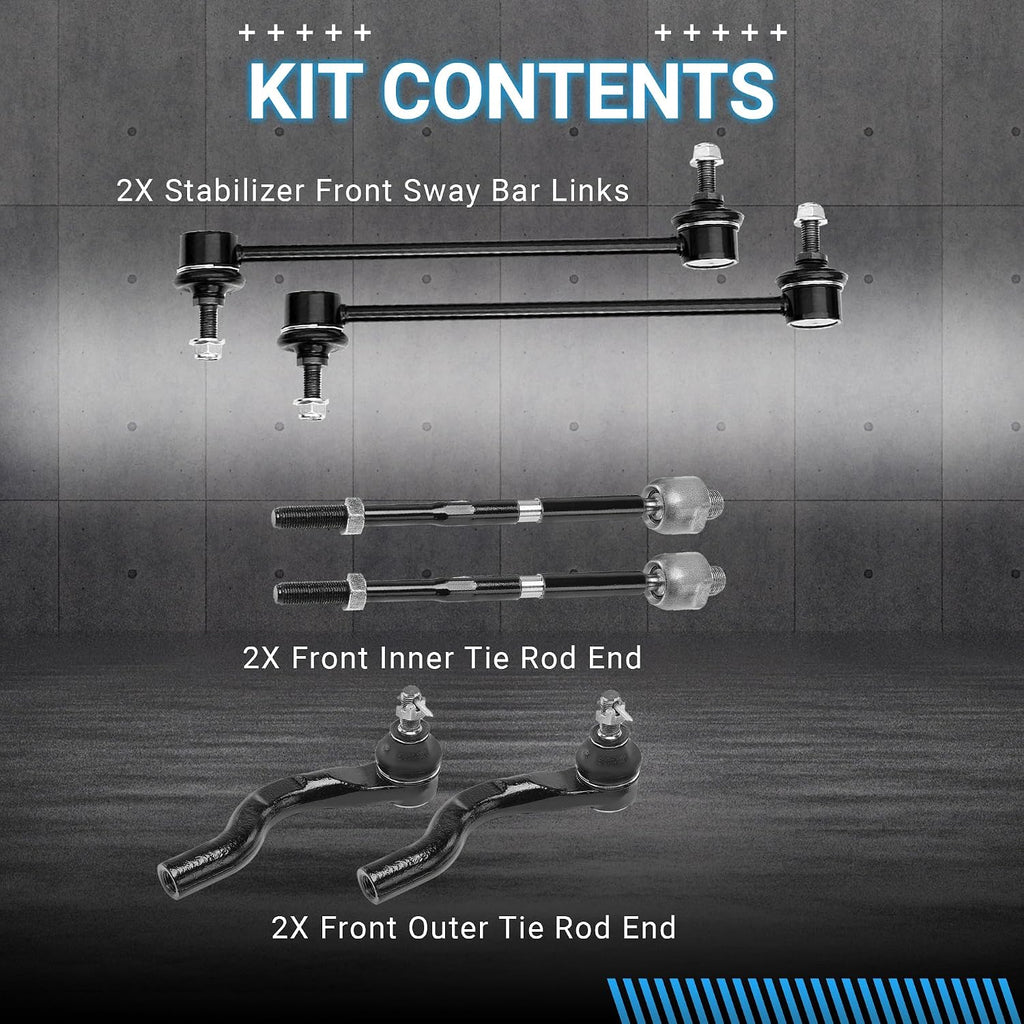 Front End Suspension Kit Compatible With 2017-2021 Honda CR-V Tie Rods Inner and Outer Complete Kit, Tie Rod and Sway Bar