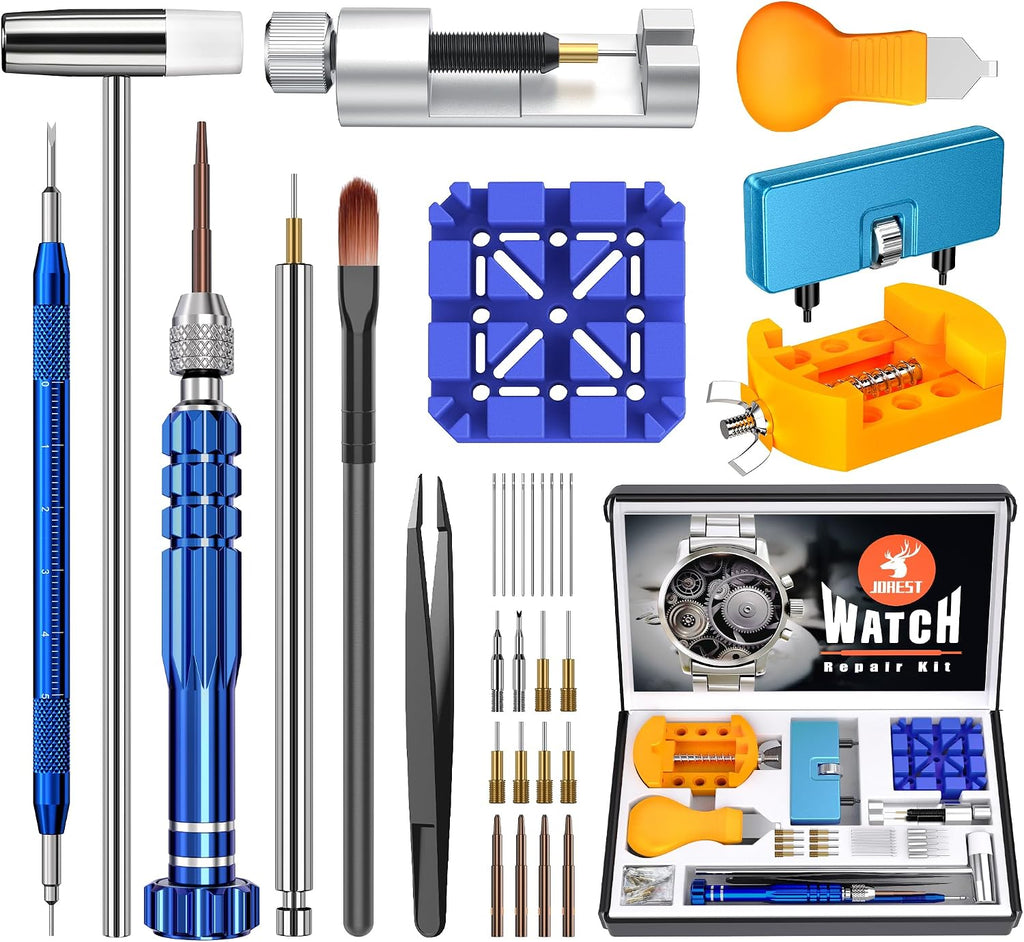 Watch Repair Kit for Battery Replacement & Link Removal, Resizing &Opener, Watch Repair and Cleaning Screwdriver Set