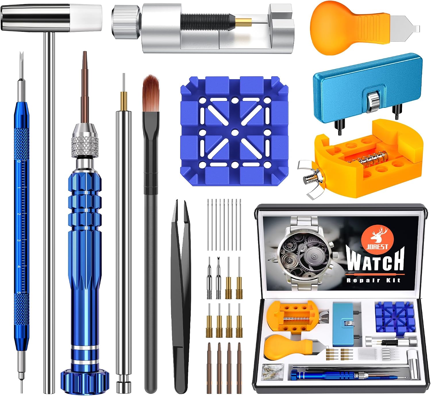 Watch Repair Kit for Battery Replacement & Link Removal, Resizing &Opener, Watch Repair and Cleaning Screwdriver Set