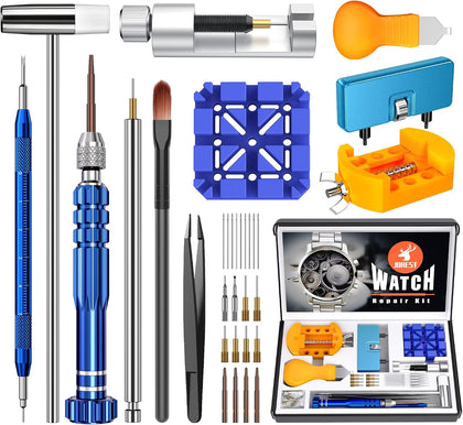 Watch Repair Kit for Battery Replacement & Link Removal, Resizing &Opener, Watch Repair and Cleaning Screwdriver Set