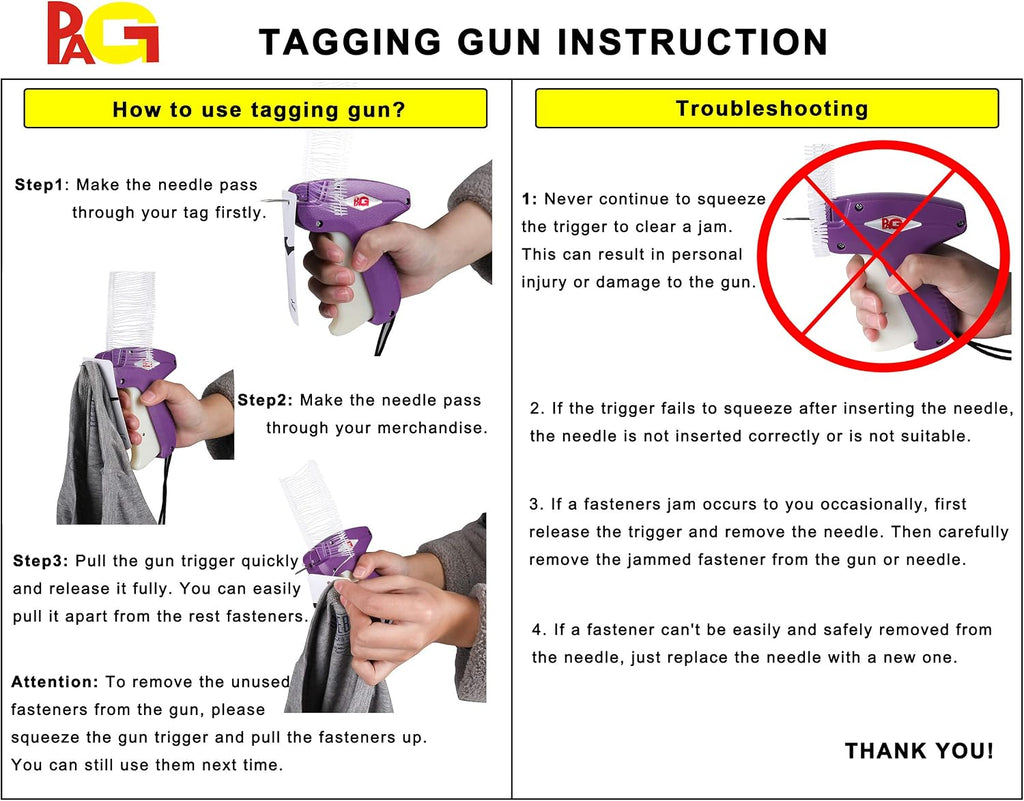 Standard Tagging Gun Price Tag Attacher Gun for Clothing with 5 Needles and 2000 2" Barbs Fasteners, Purple