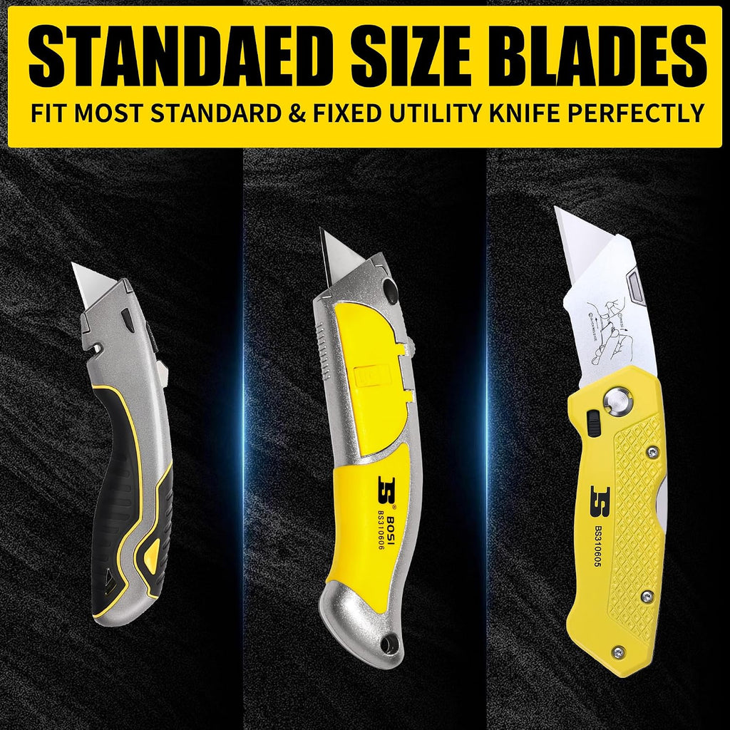 Utility Knife Blades, SK5 Steel Box Cutter Blades with Dispenser, 100-Pack