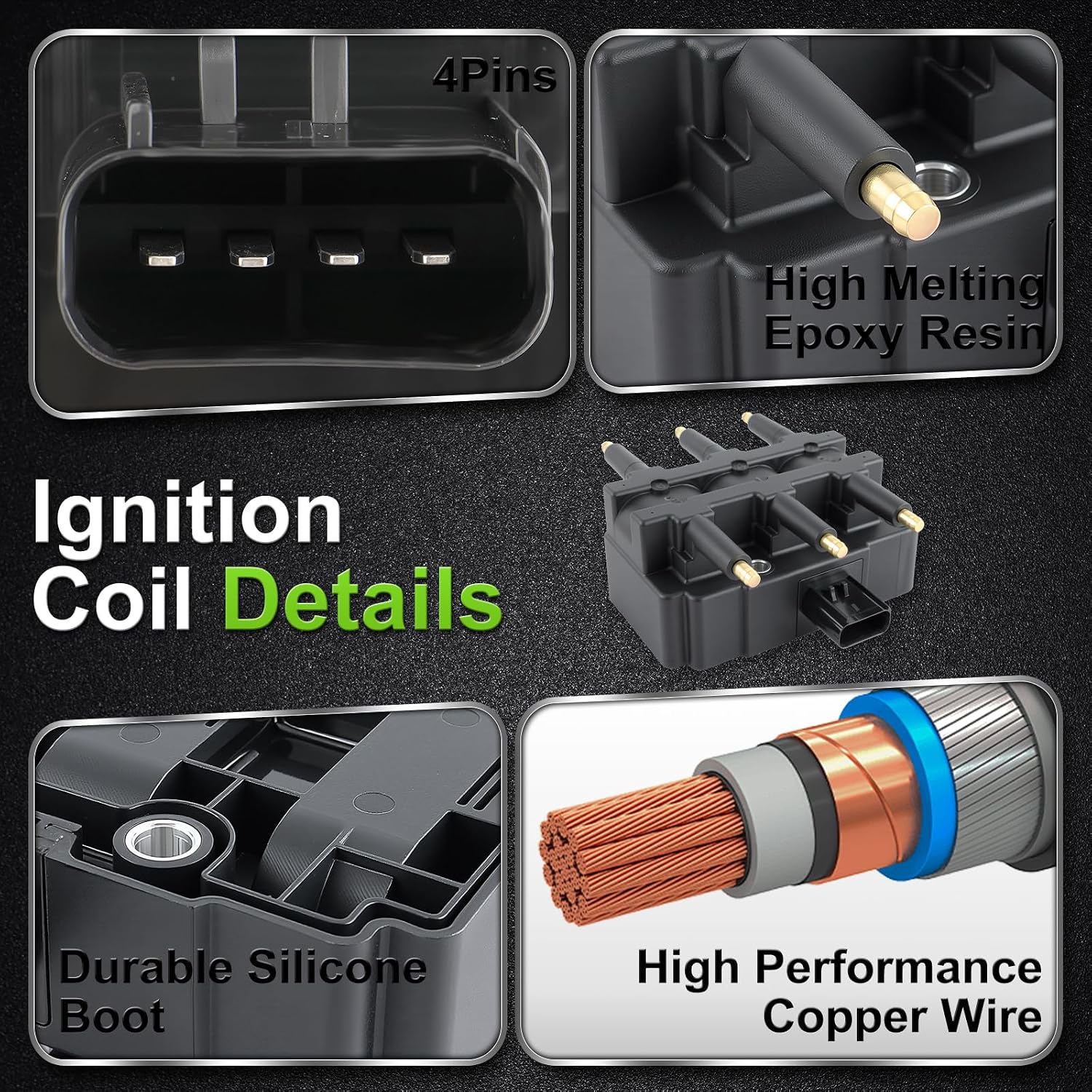 UF305 Ignition Coil XP5263 Iridium-Platinum Spark Plug Wire Set Fit for Chrysler Pacifica 2005-2008 Town & Country