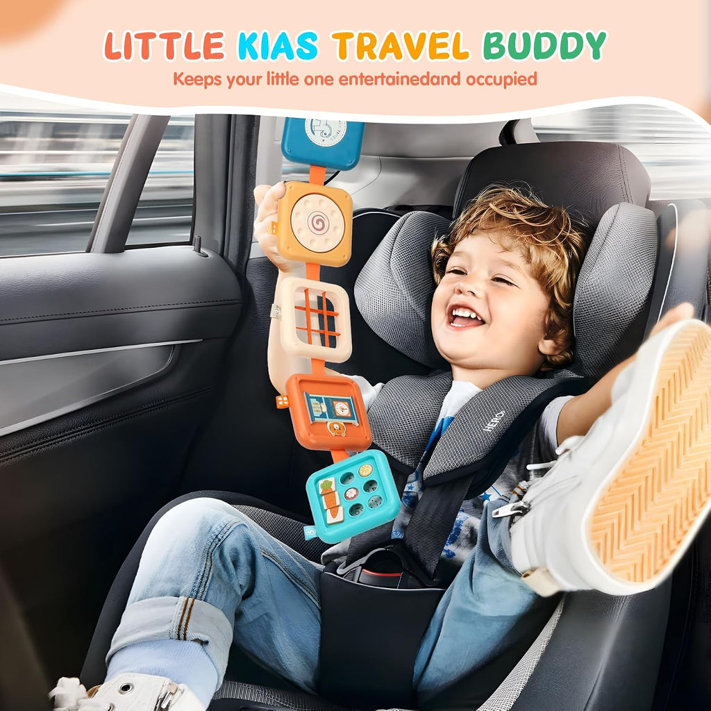 Busy Board for 1 Year Old, Travel Toys for Toddler 1-3 on Plane Car, Montessori Busy Board Busy Cube, Toys for 1 Year