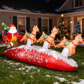 10 FT Santa Sleigh with Reindeer Christmas Inflatables Outdoor Decorations, Christmas Blow Up Yard Decorations for