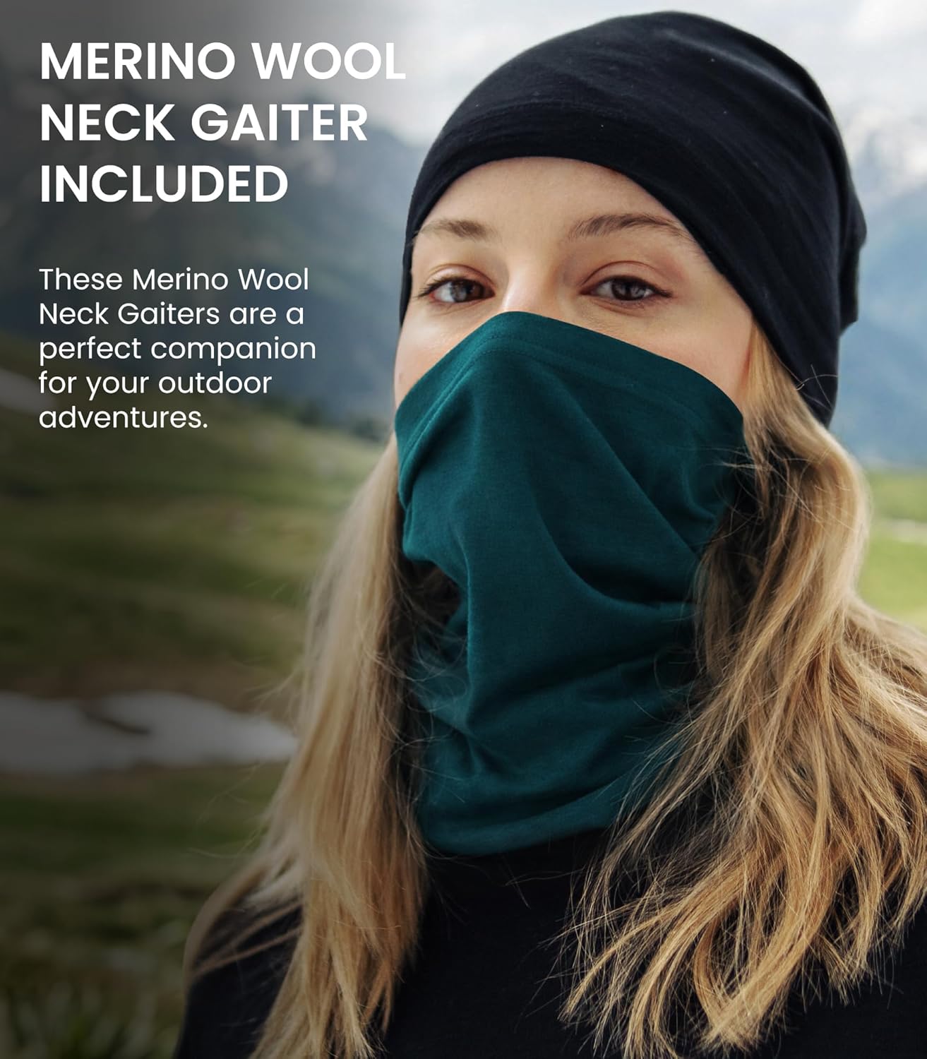 100% Merino Wool Base Layer Women - Thermal Underwear Set with Neck Gaiter | Midweight, Breathable Merino Wool Long