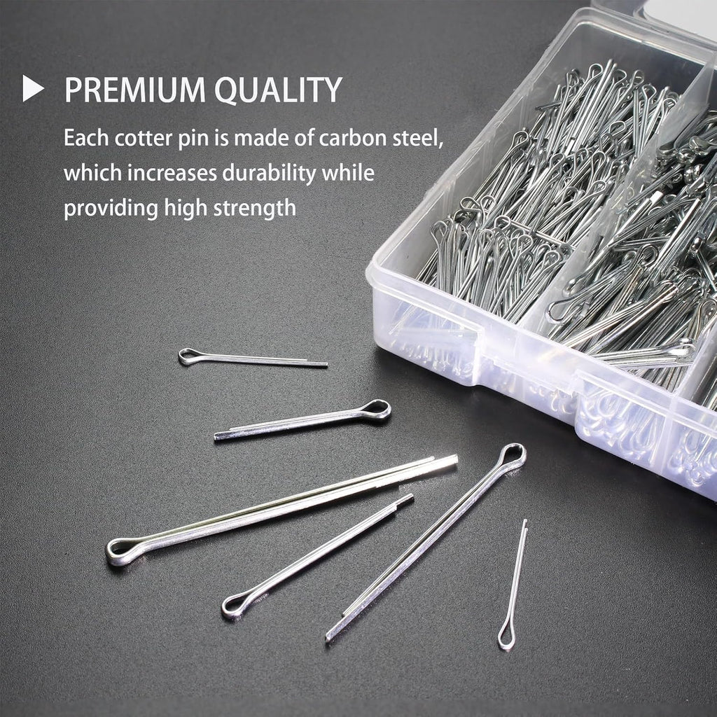 1000 pcs Cotter Pin Assortment Kit, 6 Sizes Split Pins (1/16" to 5/32")