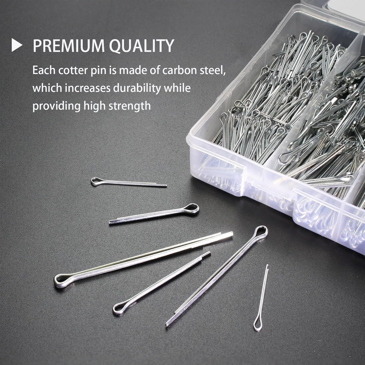 1000 pcs Cotter Pin Assortment Kit, 6 Sizes Split Pins (1/16" to 5/32")