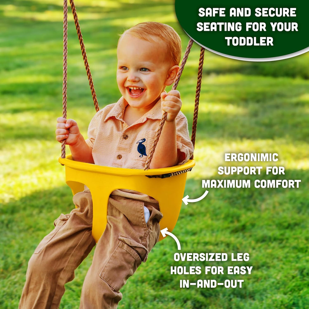 Acorn Adventures Toddler Swing Seat – Baby Bucket Swing for Outdoor Backyard & Porch, Adjustable Ropes, Easy Install