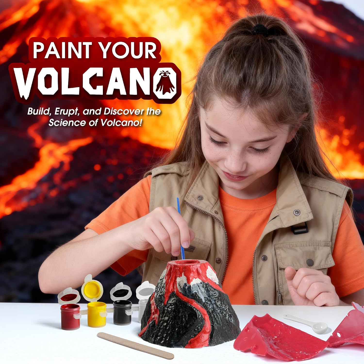 Volcano Science Kit, Kids Erupting STEM Experiment Set | Make a volcano erupt! Science experiment kit with non-toxic