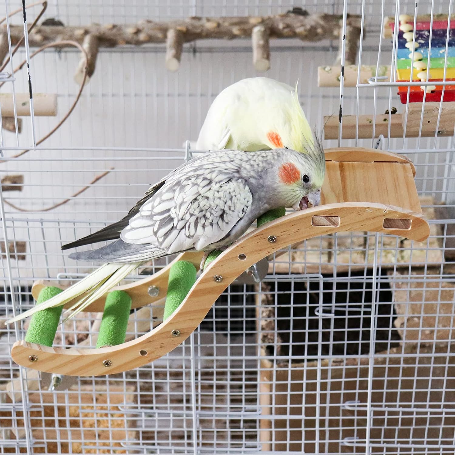 Bird Ladder Bridge, Wooden Pet Parrot Hamster Climbing Ladder Toys, Pet Bird Cage Accessories, Wood Climbing Ladder