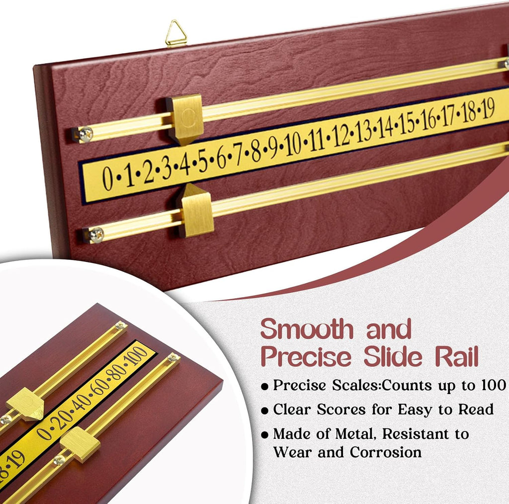 Wooden Wall-Mounted Scoreboard for Snooker,Billiards, Pool Table and Shuffleboard Games - Classic Score Keeper for