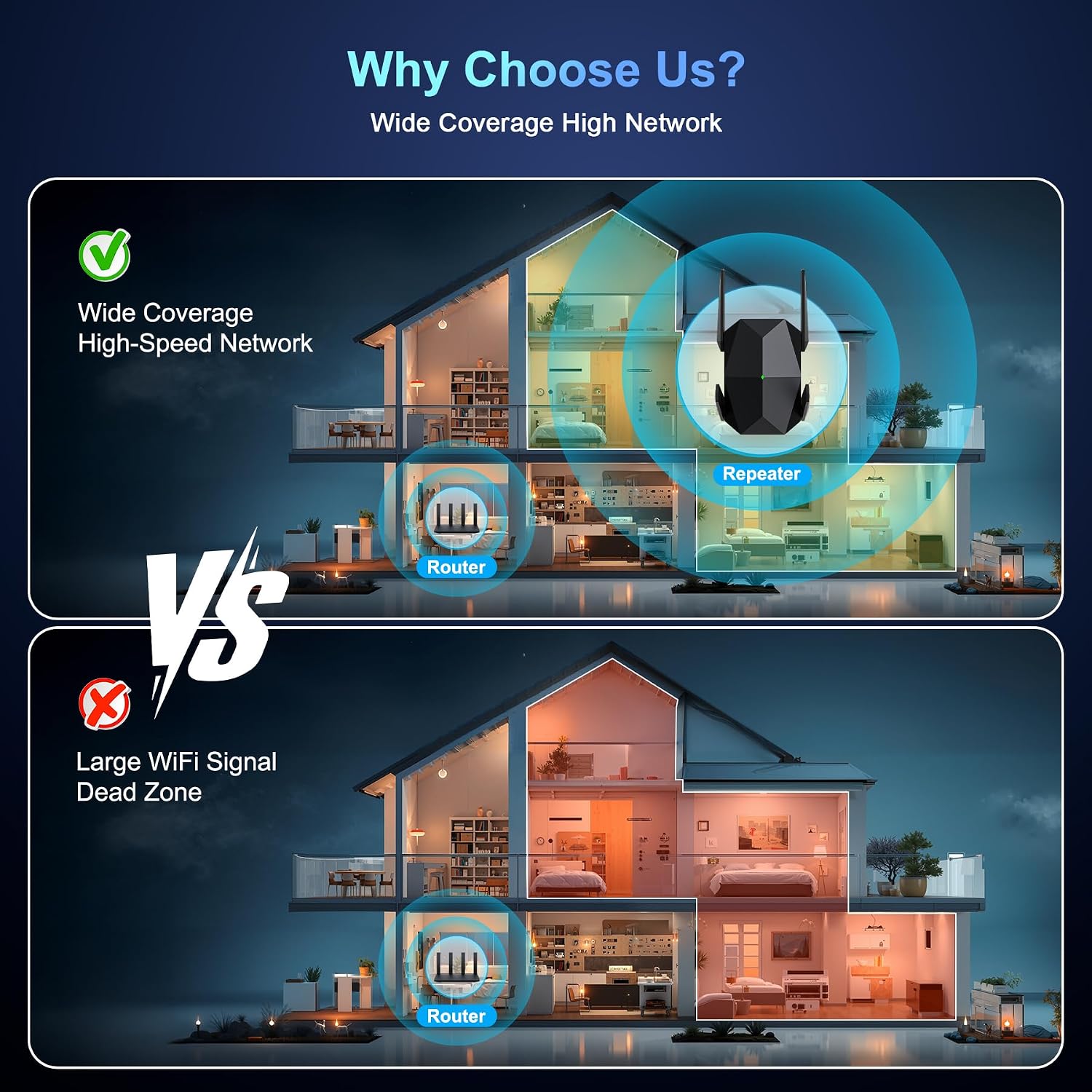WiFi Extender, 2026 30X WiFi 6 Booster AX3000 | (5.8/2.4GHz), 25,999 sq.ft Long Range and 155+ Devices, WiFi Extender