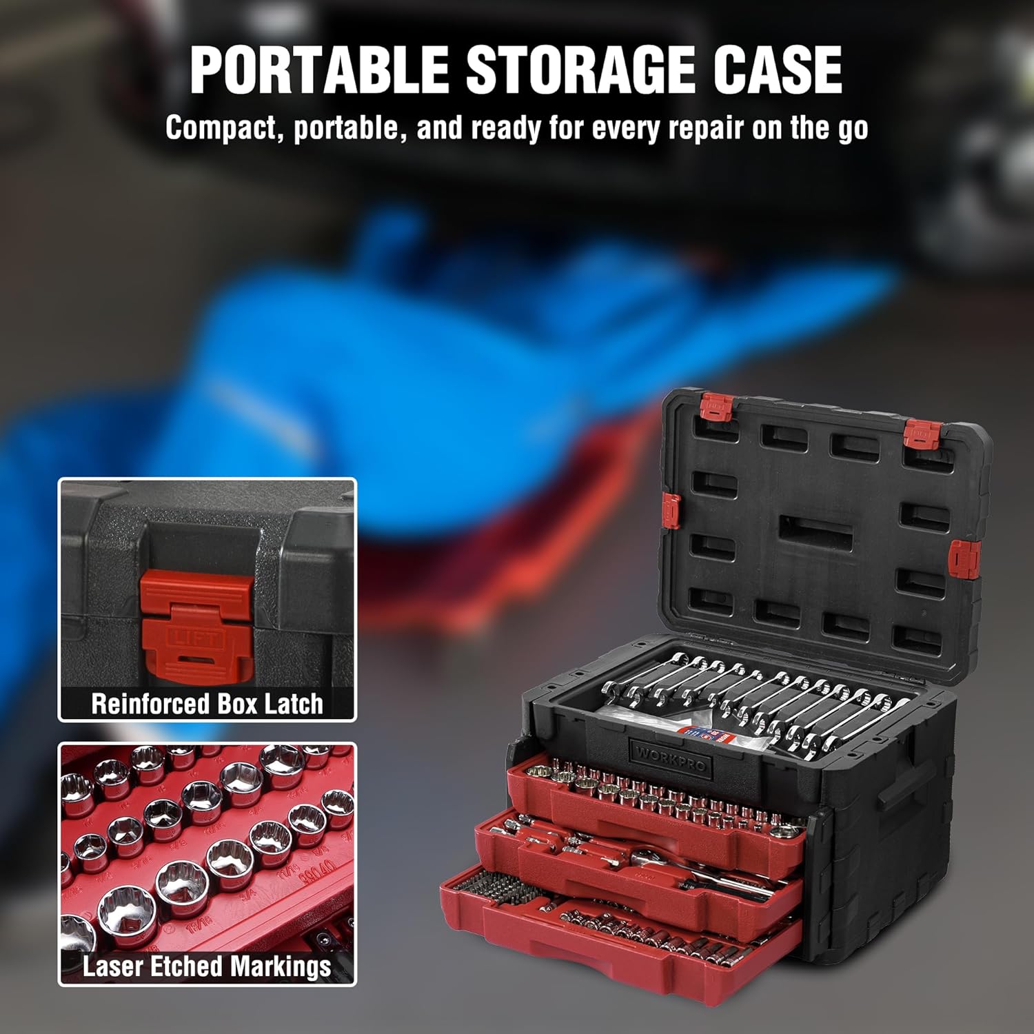450-Piece Drive Socket Set 1/2" 1/4" 3/8", CR-V Metric and Imperial with Quick-Release Ratchet Wrench, Spanners, Bits