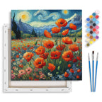 Framed Paint by Numbers Kit for Adults Starry Night, Flowers