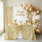 Light Gold Sequin Tablecloth Rectanglar 90" x 132" Glitter Table Cloth