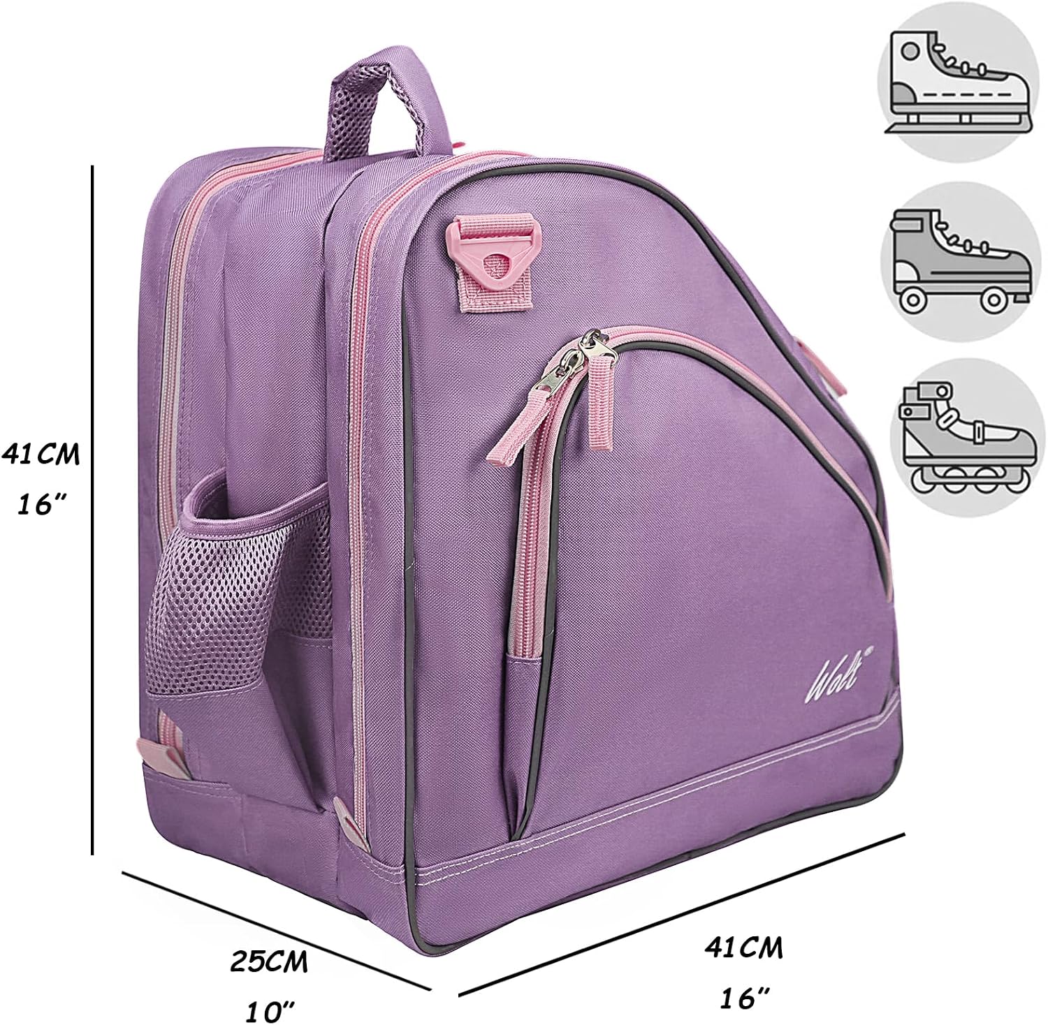 Ice Skate Bag - Roller Skate Bag, Inline Skate Bag with Adjustable Shoulder Strap for Both Youth and Adults.