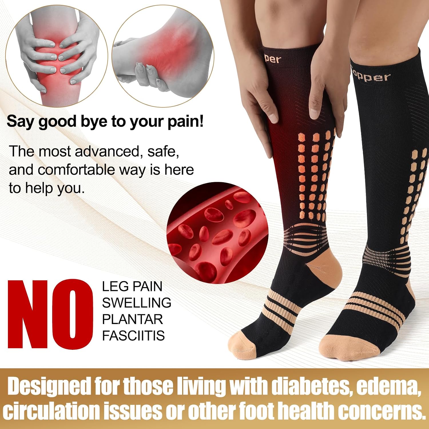 Professional Compression Socks for Women Men Circulation, 20-30 mmHg