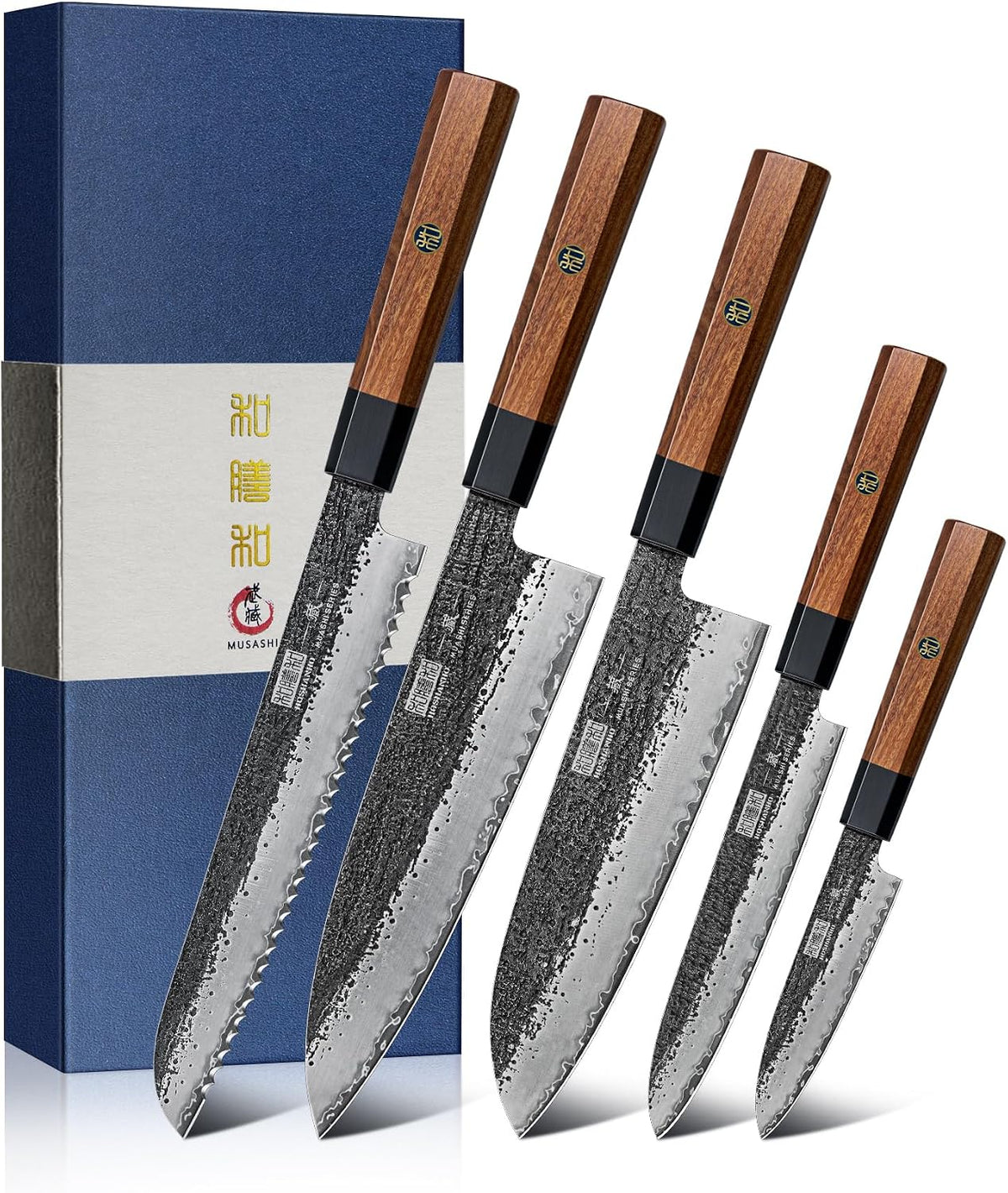 5 Pieces Knife Set, 10CR15MOV High Carbon Steel Chef Knife Set