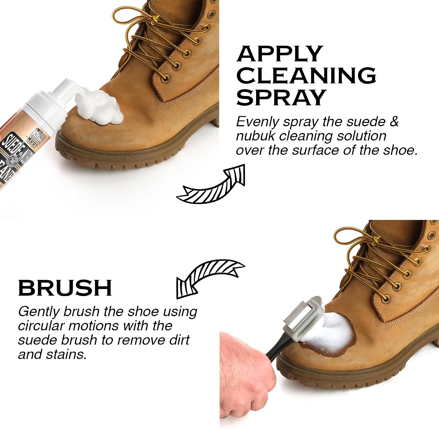 Suede Shoe Cleaner Nubuck Shoe Cleaner and Water Repellent with 4-Side Suede Brush, Microfiber Cloth