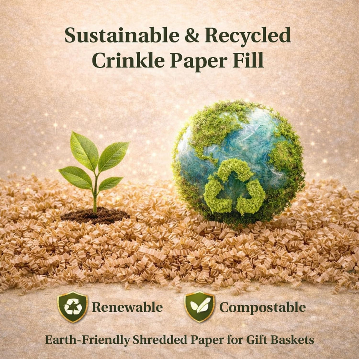 Brown Crinkle Paper Filler - Shredded Paper, Gift Basket & Box Wrap