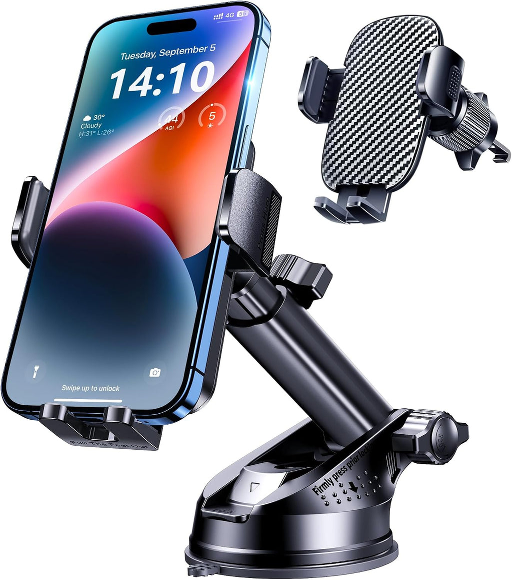 Phone Holders for Your Car [Military Grade Suction Ultra Strong Base] Cell Phone Car Holder 3 in 1