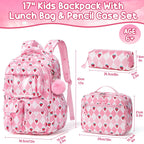Kids Backpack for School Girls, Waterproof Backpack w/Lunch Box