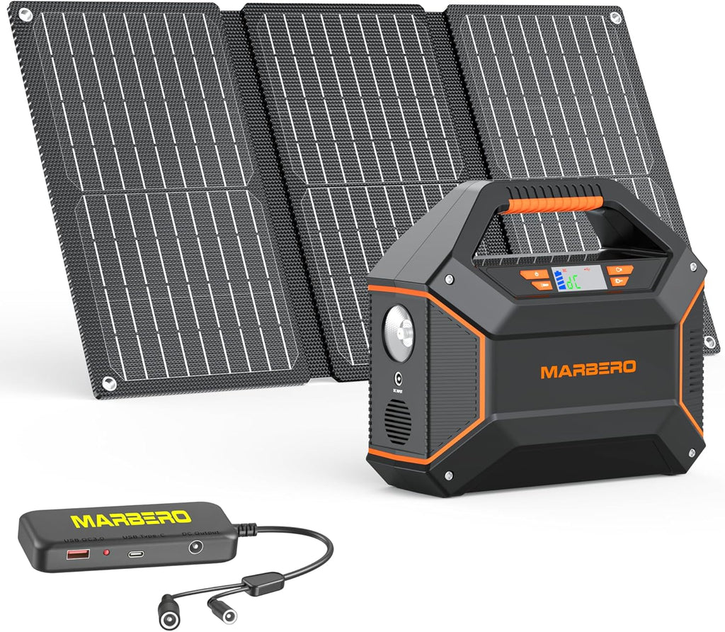 155Wh Solar Generator with Solar Panel Included 30W Portable Power Station 100W 150W Surge Multi-Output Solar Powered