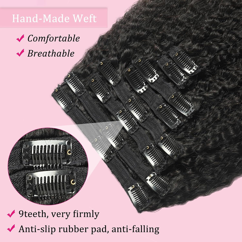 Kinky Straight Clip Ins Hair Extensions Human Hair Clip in Extensions | 110g Clip Ins Real Human Hair for Black Women