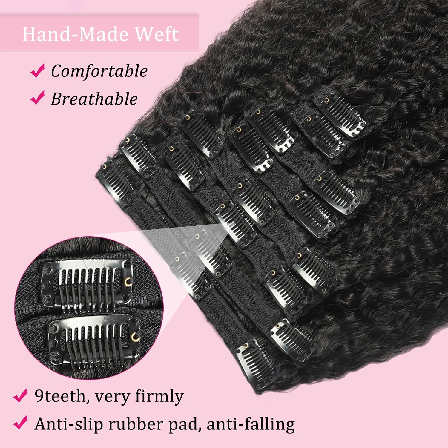 Kinky Straight Clip Ins Hair Extensions Human Hair Clip in Extensions | 110g Clip Ins Real Human Hair for Black Women
