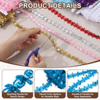 11 Yards Braid Trim 0.8" Sequins Beaded Lace Trim, Lake Blue