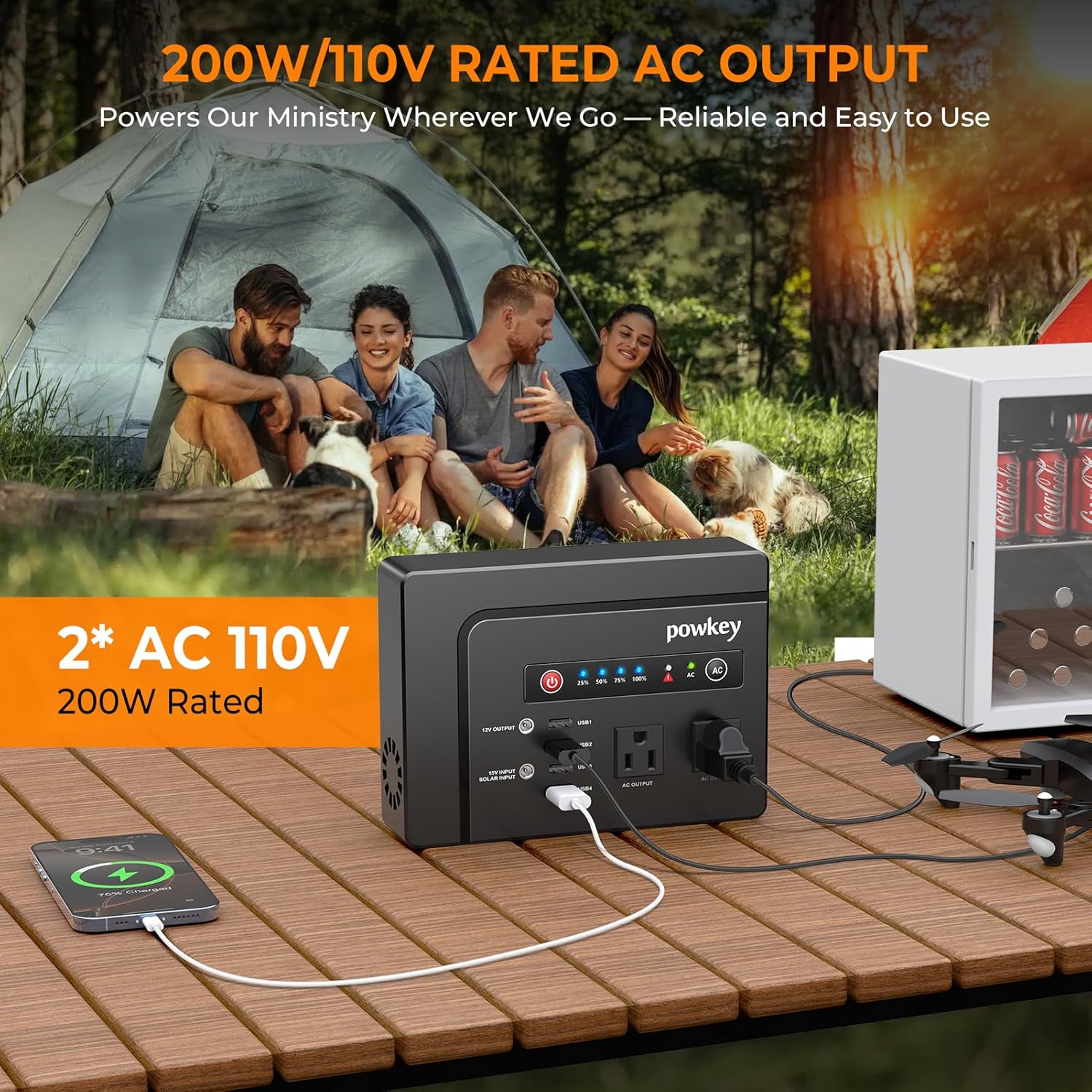 Solar Powered Generator, 200W Portable Power Station with Solar Panels 40W, 146Wh Power Bank with 2 AC Outlet 110V
