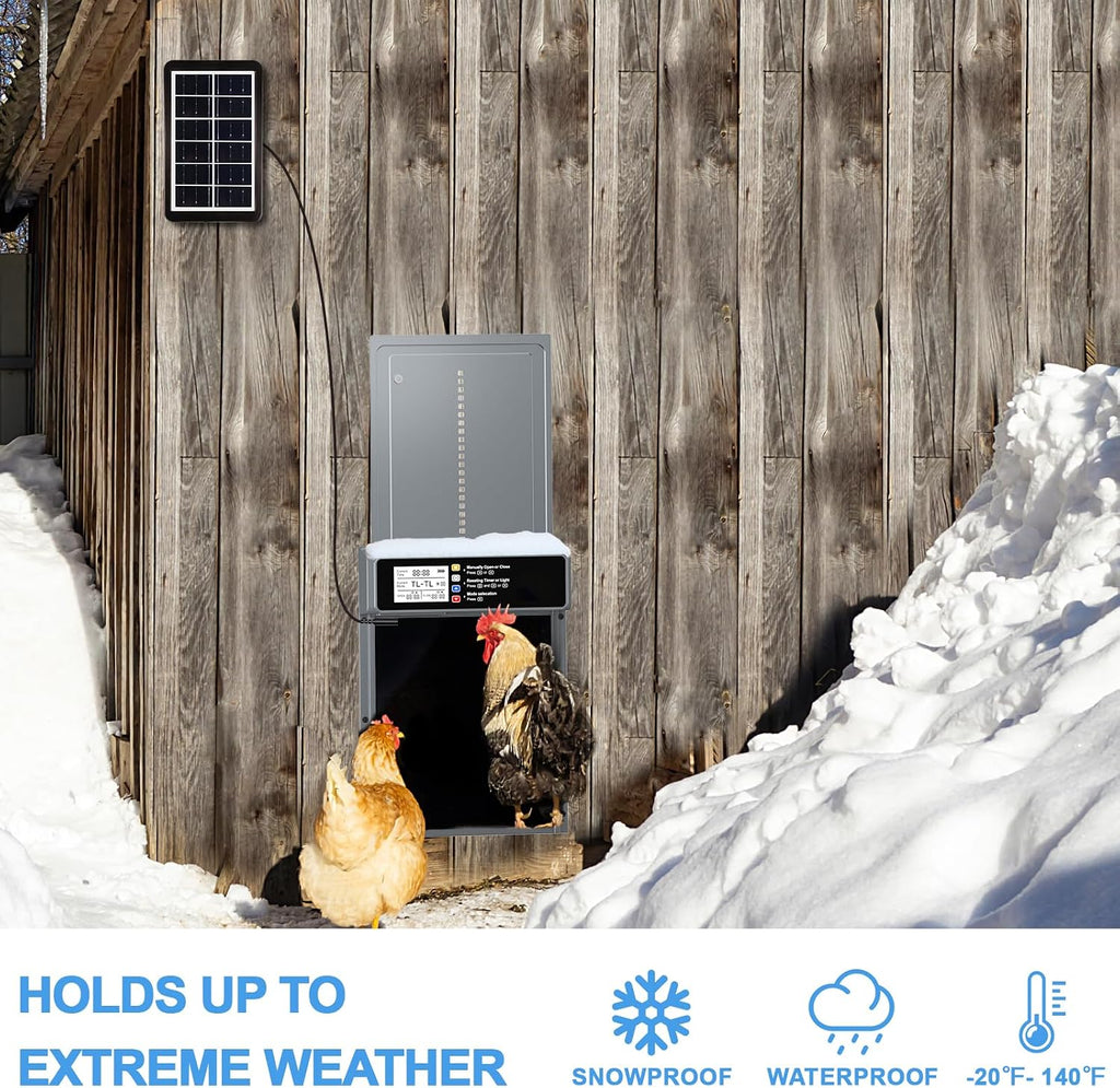 Automatic Chicken Coop Door Solar Powered with Timer & Light Sensor
