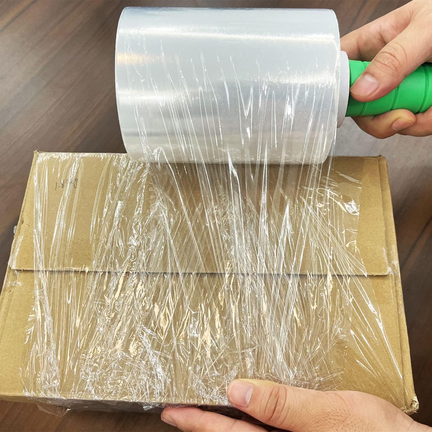 2-Pack Industrial Mini Clear Stretch Wrap Film 80 Gauge 5.1" 1000ft for Pallet Wrap with Plastic Handle,Durable