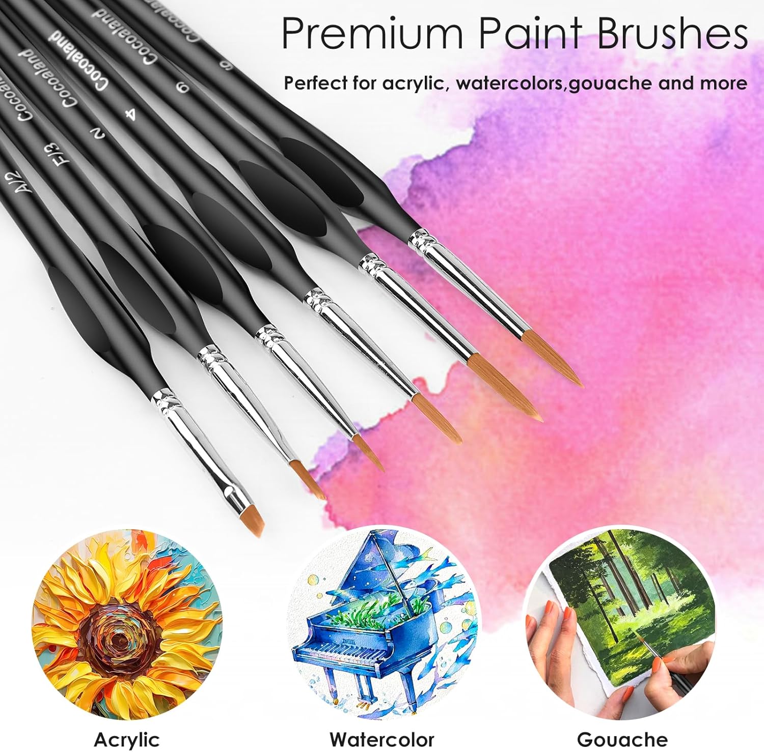 Miniature Paint Brushes,15Pcs Small Fine Tip Paintbrushes, Micro Detail Paint Brush Set, Triangular Grip Handles Art