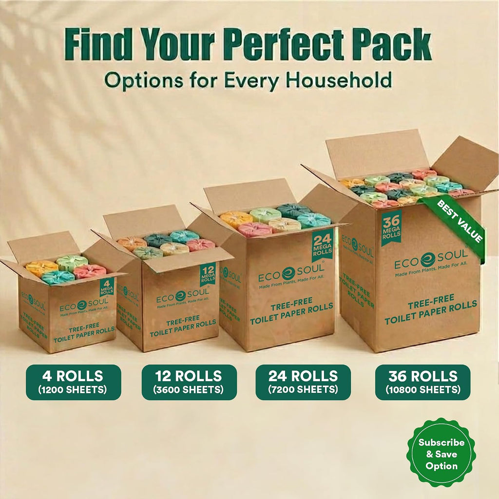 3 Ply Bamboo Toilet Paper, 12 Mega Rolls, 300 Sheets Each