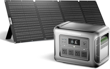 Solar Generator R1500 LITE with 200W Foldable Solar Panel,1056Wh Portable Power Station LiFePO4 (LFP) Battery,1600W