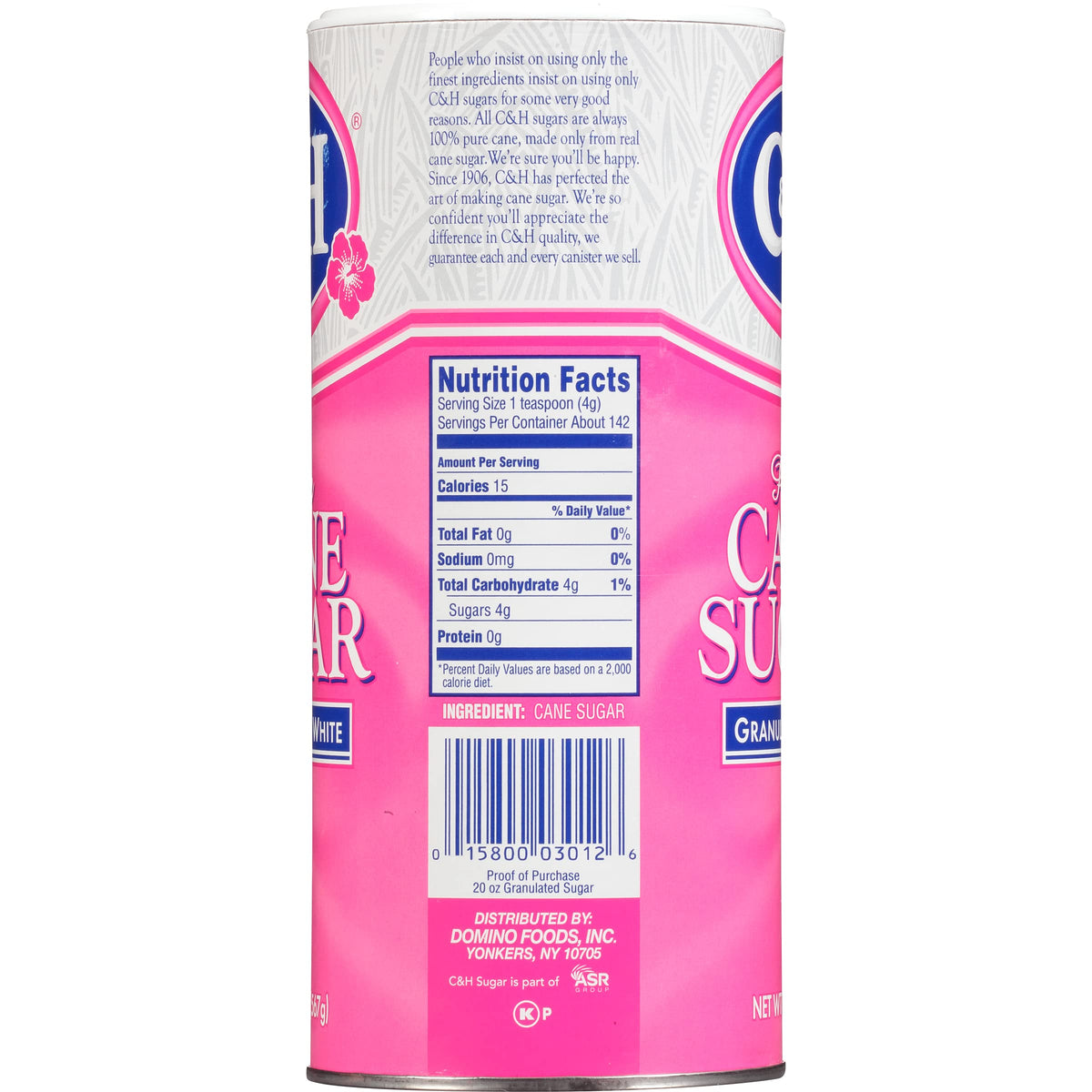 Premium Pure Cane Granulated Sugar, 20 oz Canister, 3 Pack