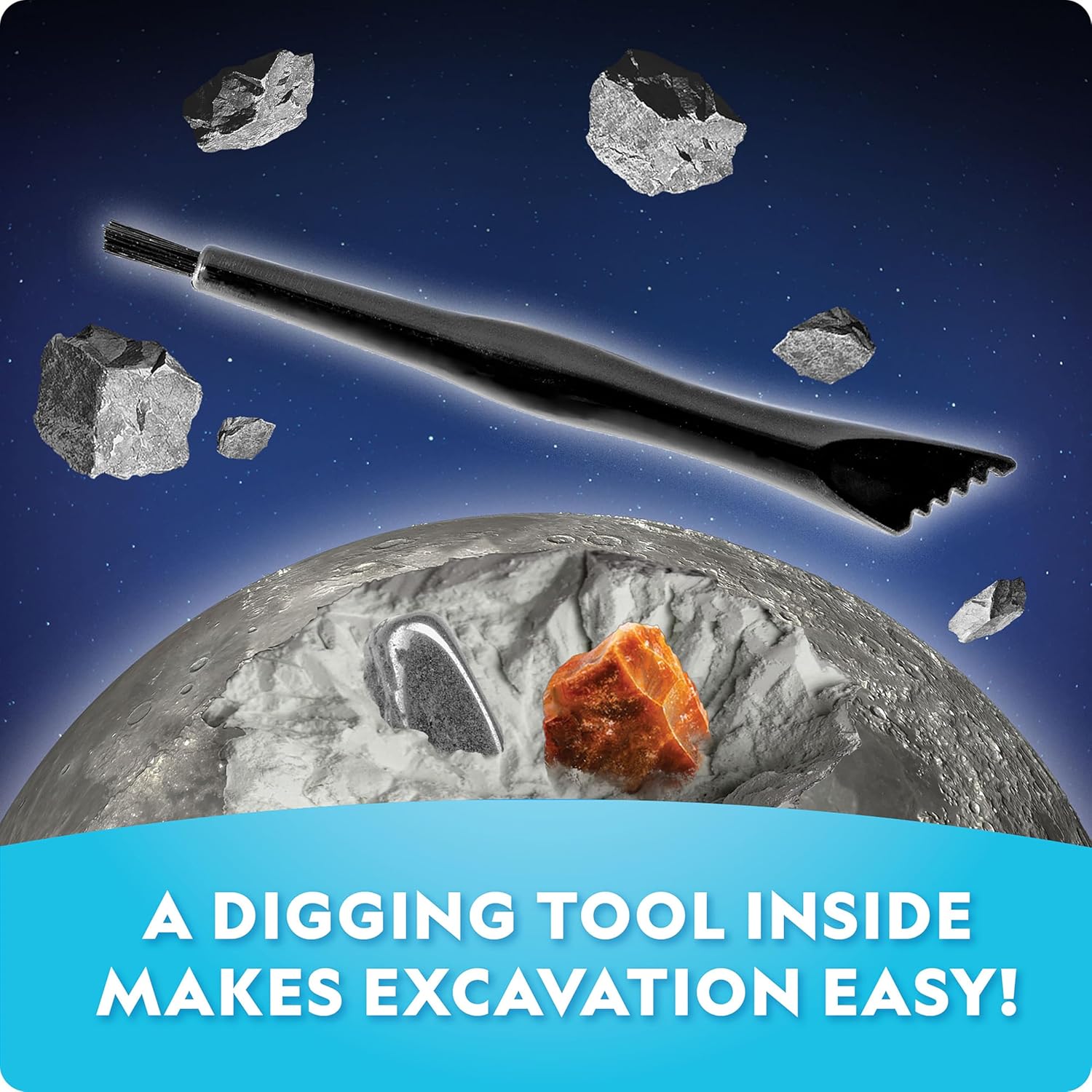 National Geographic Outer Space Gemstone Dig Kit with 5 Real Specimens | 5 Real Rocks and Gemstones, Space-Themed Dig