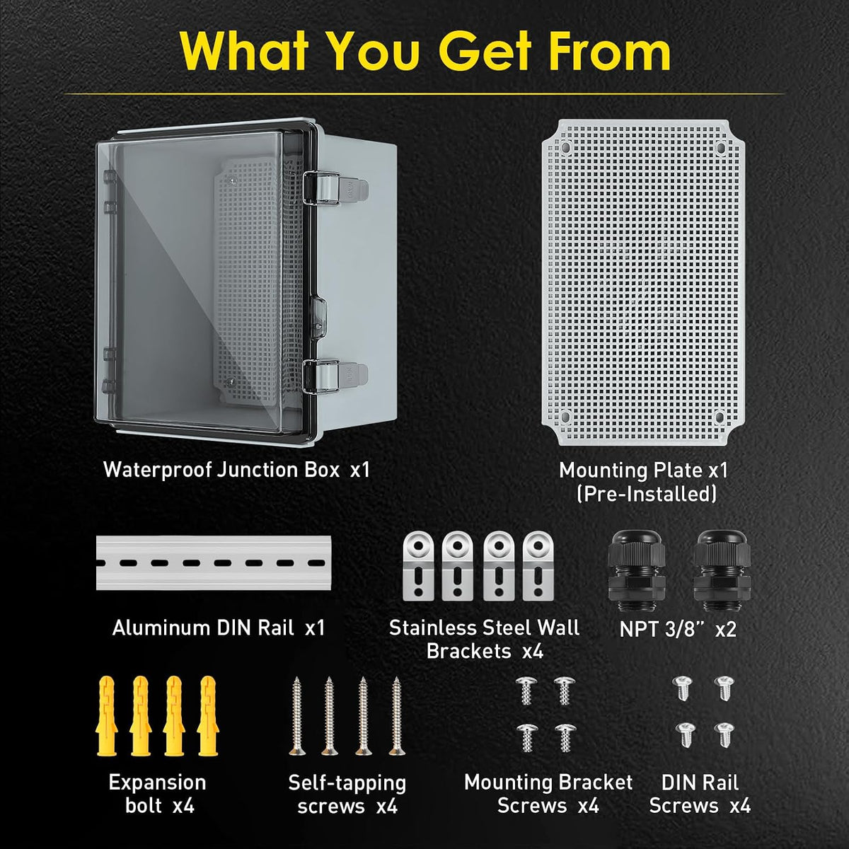 IP67 ABS Outdoor Electrical Junction Box Waterproof with Aluminum DIN Rail