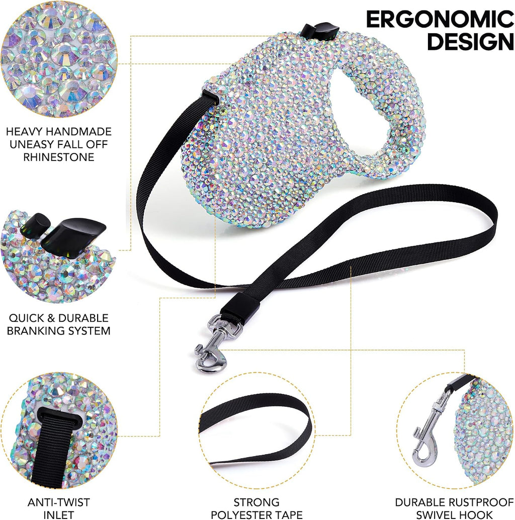 Bling Retractable Dog Leash, 16 ft Pet Walking Leash
